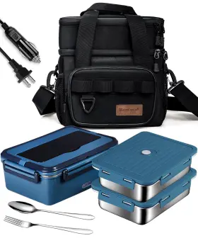 Fanfanok-04 Fanfanok 797430868880 Electric Lunch Box Food Heater 80w Heated Large Dark Blue