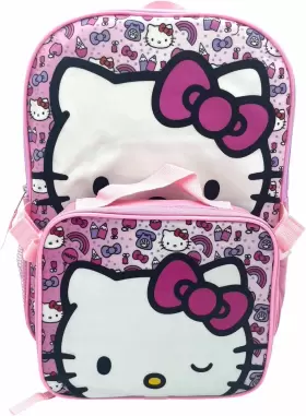 Fast Forward 840716270928 Kids Licensed 15 Inch Backpack With Lunch Box Combo Set Hello