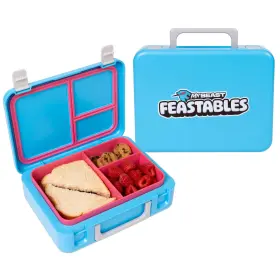 Feastables 740275301753 Mr. Beast Adjustable Bento Lunchbox- Bpa Free Snap Tight Blue