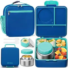 Nzwc01 Fimibuke Kids Bento Lunch Box With Food Jar Leakproof Toddler Nautica Blue
