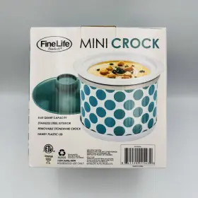 Sp-02634 Finelife Slow Cooker Vintage Mini Crock Pot 0.65 Quart New Still In Box Aqua Blue