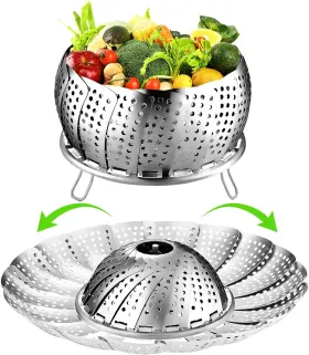 Fofayu 635411817536 Vegetable Steamer Basket For Cooking Stainless Steel Veggie Fish Food Silver