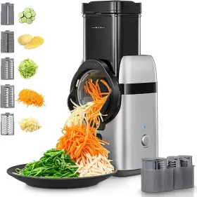 Mdq1a Fohere Electric Cheese Grater Large Feed Chute Vegetable Silver