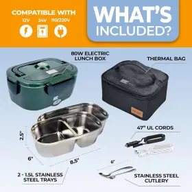 Dssc-4 Forabest Electric Lunch Box For Adults With 2 Stainless Steel Army-green #3