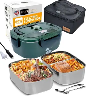 Dssc-4 Forabest Electric Lunch Box For Adults With 2 Stainless Steel Army-green