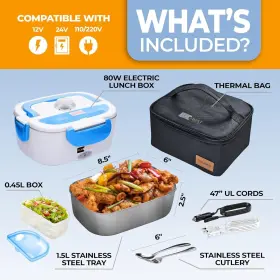 Fb-400 Forabest Electric Lunch Box For Adults 1.5l 80w Leakproof Heated Blue #3