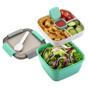 Freshmage 704755637398 52-oz Lunch Container To Go - Salad Bowl With 3 Green-52oz