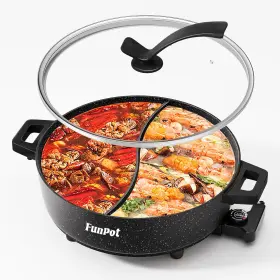 5-temp Funpot 313110867860 Large 6l Dual-sided Electric Hot Pot 1350w 5-min Boil Adjust Butterfly