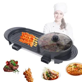 Gdae10 742484555286 Electric 2 In 1 Hot Pot Barbecue Grill Non-stick Teppanyaki Pan Soup Multifu