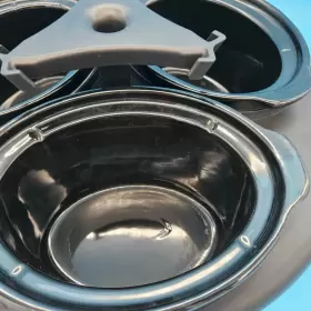 103734 Ge Triple Mini Crock Pot Round Slow Cooker Stoneware Separate Controls #3