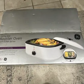 169059 Ge Family Size Roaster Oven With Buffet Server 18 Lb Turkey New