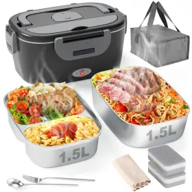 Geveniss 198168369456 Electric Lunch Box For Men Women And Adults - 80w Fast Heating Black