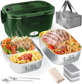 Dfh-c26 Geveniss Electric Lunch Box For Men Women And Adults - 80w Fast Heating Heated Green
