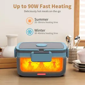 Pfelb05 Geveniss Electric Lunch Box Food Heater With 2l Stainless Steel And 1l Pp Blue&grey #3