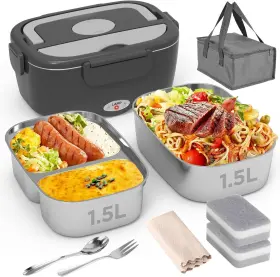 X-jing08 Geveniss Electric Lunch Box Food Heater - 80w Fast Heating Black
