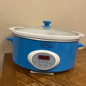 Yde-807 Ginny S Slow Cooker Crock Pot 6.5 Quart Programmable Blue Nice