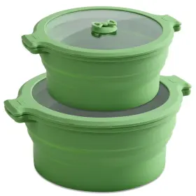 Jlp-pxwb1-s1 Glou-glou Goose Ggg Collapsible Silicone Microwave Cookware Cooker 1 Pcs 1.4l 0.8l Green