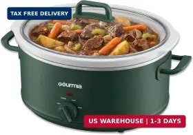 Gourmia Gsc723gn Slow Cooker - 7 Quart Removable Ceramic Pot Manual Controls With 3 Temp