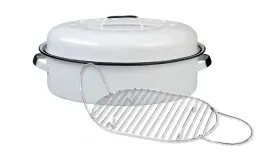 Granite Ware 322477 18-inch Oval Covered Roaster With Rack - Nonstick Enamel Steel Cookware