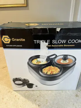 Gka001 Granite Ware Triple Slow Cooker With Removable Stoneware Cookera Gka001 Granite Ware Triple Slow Cooker With Removable Stoneware Cookera