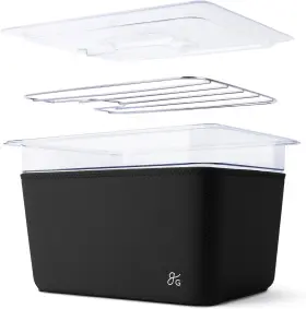 0537 Greater Goods Sous Vide Container 12 Clear With Onyx Black Sleeve