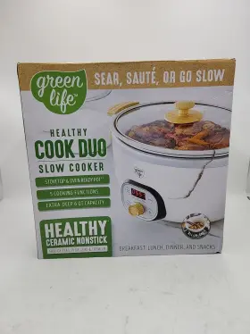 Cc008705-001 Green Life New Ceramic Slow Cooker Pfas-free Programmable Removable-non Stick