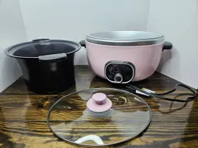 Greenlife 885837025941 Cook Duo Healthy Ceramic Nonstick 6 Quart Slow Cooker Pink