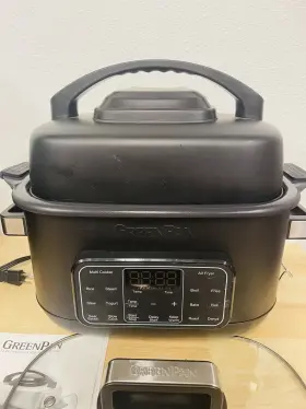 13in1 Greenpan 885837033861 Matte Black Air Fryer Slow Cooker And Grill Steam Saute Broil More Unused #2
