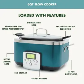 Greenpan 885837049367 Elite 8-in-1 Programmable 6 Quart Electric Slow Cooker Dishwasher Safe Lid And Rem #2