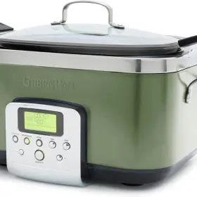 Greenpan 885837049374 8-in-1 Programmable 6 Quart Electric Slow Cooker Dishwasher Safe Lid Removable Crock