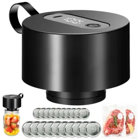Gurithe 639394511801 Electric Mason Jar Vacuum Sealer - Black Sealer/black