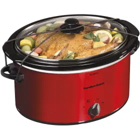 Hamilton Beach 040094331550 5 Quart Portable Oval Slow Cooker Red