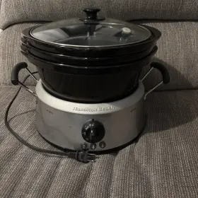 31135c Hamilton Beach 3-in-1 Slow Cooker 33133 Black Crock Pots 2 4 And 6 Quart With Lid