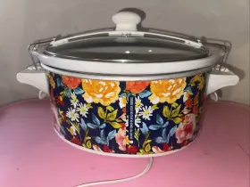 33066 Hamilton Beach Pioneer Woman 6 Quart Blue Floral Design Crock Pot Slow Cooker #2