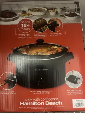 33195g Hamilton Beach 10 Quart Slow Cooker Removable Crock Locking Lid Adjustable