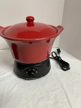 33416 Hamilton Beach Party Crock Cook Set Red No Box Very Gently Used Works Tested #3 33416 Hamilton Beach Party Crock Cook Set Red No Box Very Gently Used Works Tested #3