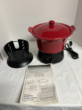 33416 Hamilton Beach Party Crock Cook Set Red No Box Very Gently Used Works Tested 33416 Hamilton Beach Party Crock Cook Set Red No Box Very Gently Used Works Tested