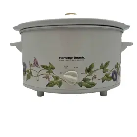 33475 Hamilton Beach 4-quart Oval Slow Cooker White Morning Glories Meal Maker #2