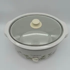 33475 Hamilton Beach 4-quart Oval Slow Cooker White Morning Glories Meal Maker #3