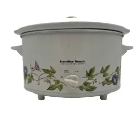 33475 Hamilton Beach 4-quart Oval Slow Cooker White Morning Glories Meal Maker