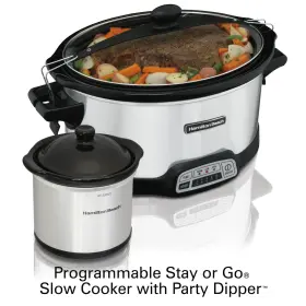 33478f Hamilton Beach Programmable Slow Cooker With Party Dipper 7 Quart Capacity #2