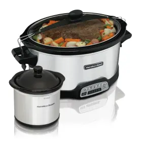 33478f Hamilton Beach Programmable Slow Cooker With Party Dipper 7 Quart Capacity