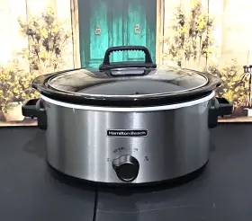 33665 Hamilton Beach Large Slow Cooker Crock Pot 6 Quart Oval Crockpot Black Silver Stone #2