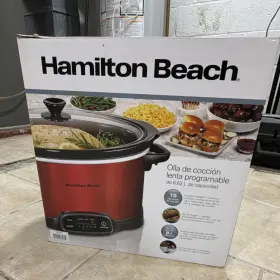 33673 Hamilton Beach 7 Quart Programmable Slow Cooker Red/black Stoneware