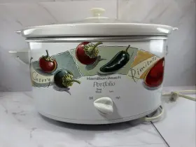 33680 Hamilton Beach Portfolio Slow Cooker With Case 6qt Cherry Pimiento Jalapeno