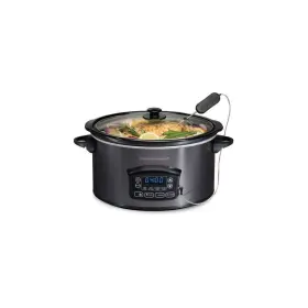 33768 Hamilton Beach Slow Cooker 6- Quart Gray Programmable With Defrost Temperature Probe