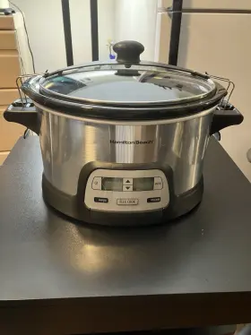 33861 Hamilton Beach 6 Quart Portable Programmable Slow Cooker Silver Great Condition