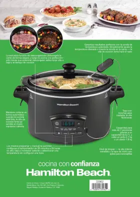 33962 Hamilton Beach Defrost And Go Programmable Slow Cooker Temperature Probe 6 Quart #2