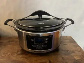 33967 Hamilton Beach Programmable Slow Cooker Portable 6 Quart Set Stainless Steel