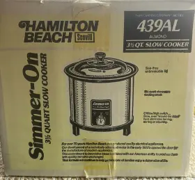 439al Hamilton Beach Vintage Simmer- On Model Crock Pot 3 1/2 Quart Slow Cooker #3